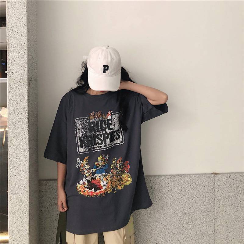 Rice Krispies Oversized T-Shirt Cartoon Print OUT0779