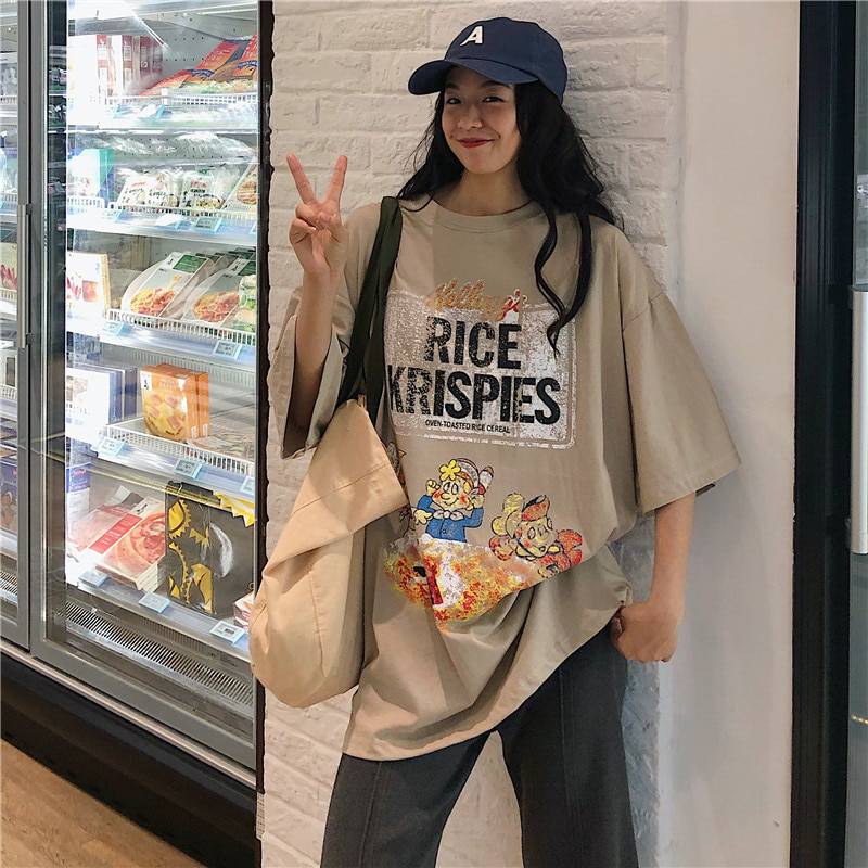 Rice Krispies Oversized T-Shirt Cartoon Print OUT0779