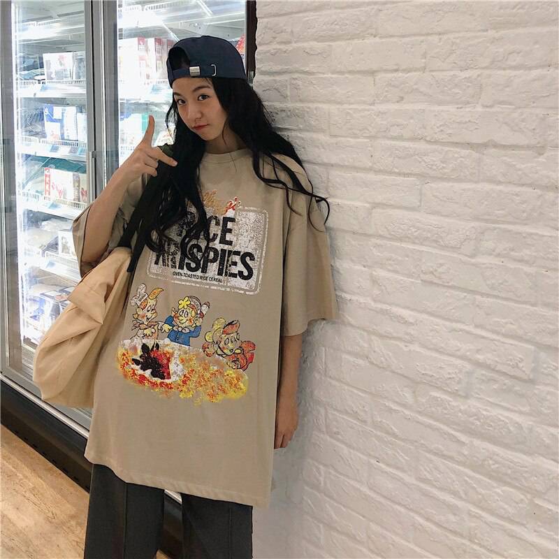 Rice Krispies Oversized T-Shirt Cartoon Print OUT0779