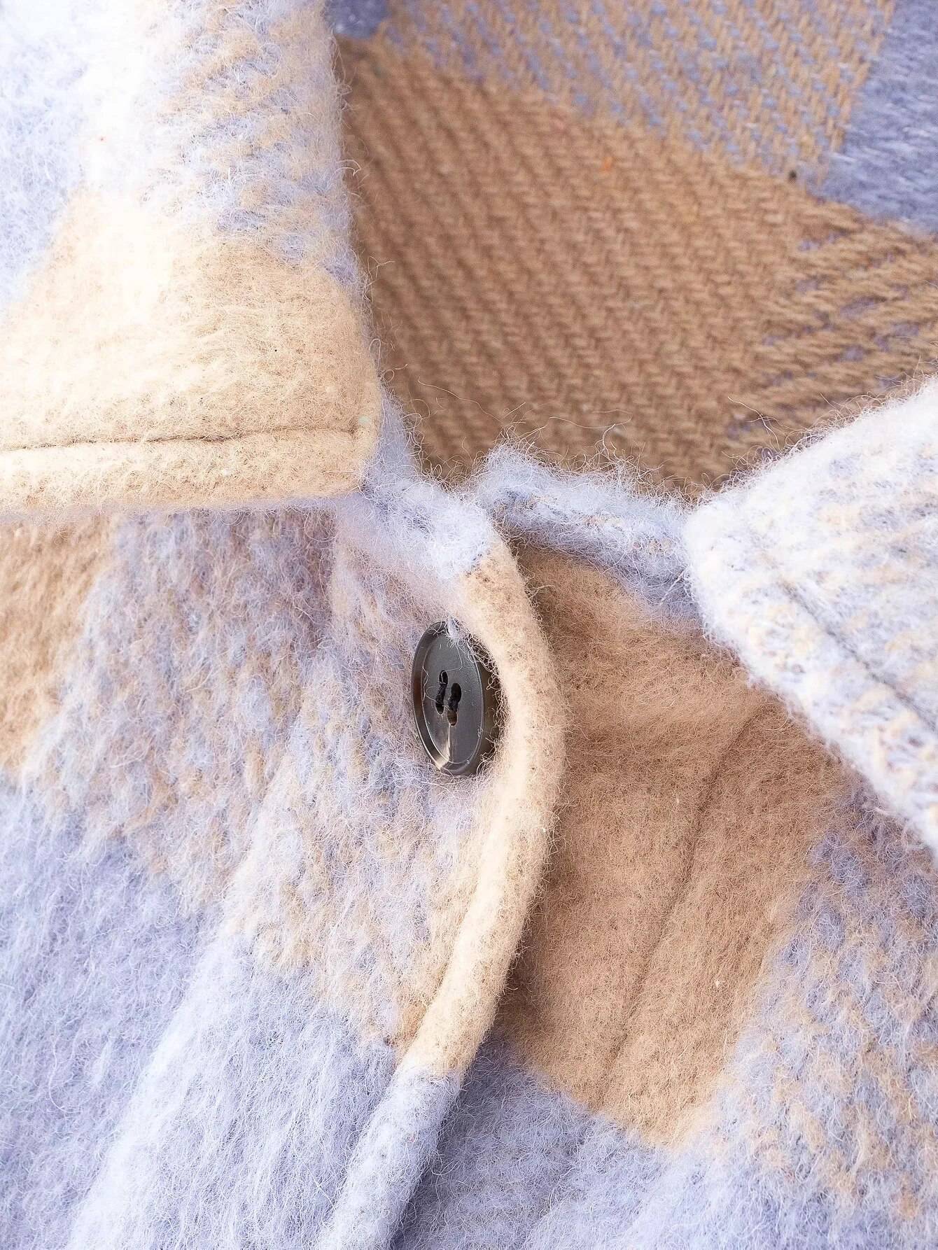 Fashion oversize wool coat women pladi jackets vintage long sleeve jacket and coat ladies Korean coat outerwear 2020 streetwear