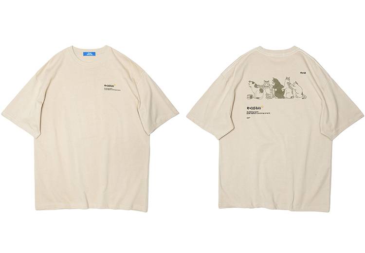 FREE SHIPPING Funny Cat Japanese Kanji T-Shirt OUT0782 FREE SHIPPING Funny Cat Japanese Kanji T-Shirt OUT0782