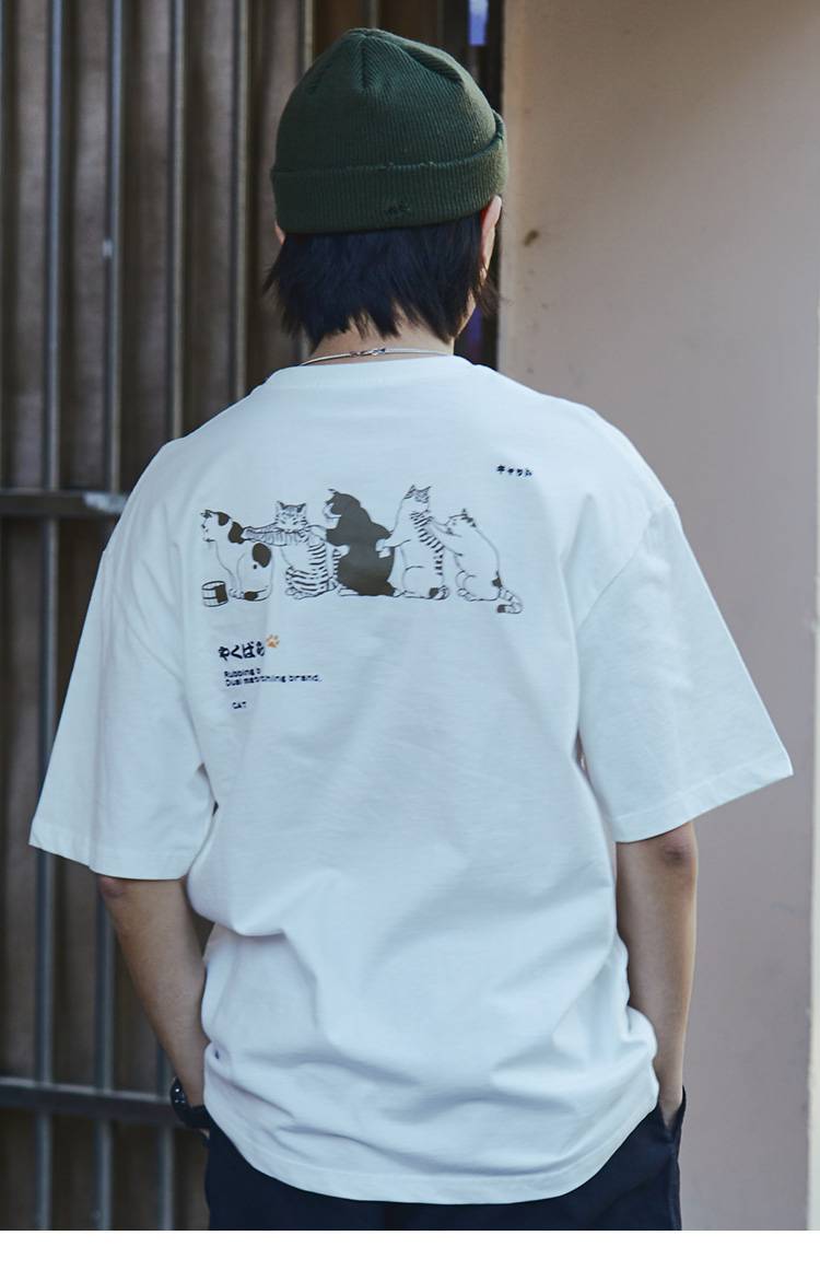 FREE SHIPPING Funny Cat Japanese Kanji T-Shirt OUT0782 FREE SHIPPING Funny Cat Japanese Kanji T-Shirt OUT0782