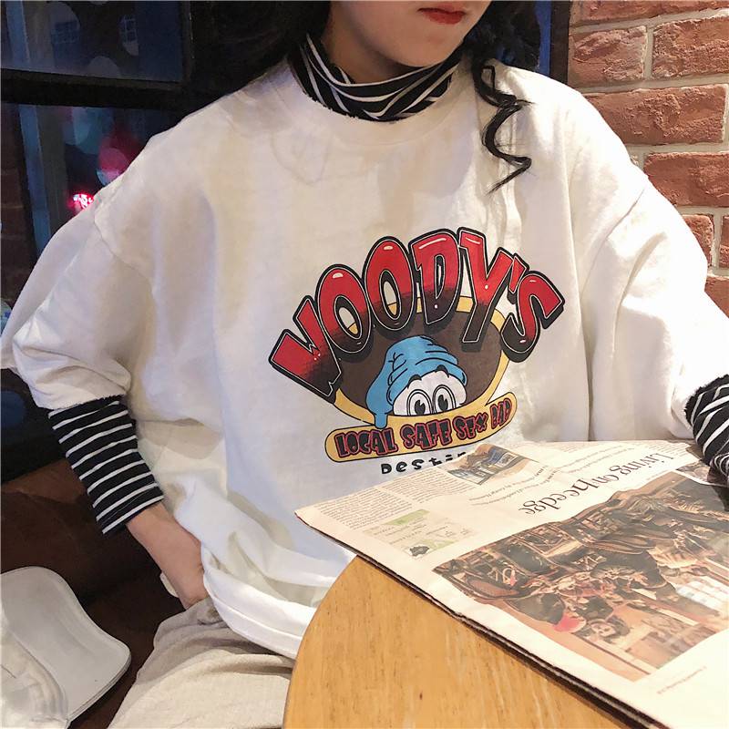 T-shirts Women Printed Korean Style Loose O-Neck All-match Trendy High Quality Kawaii Womens Summer Breathable Female Soft Chic