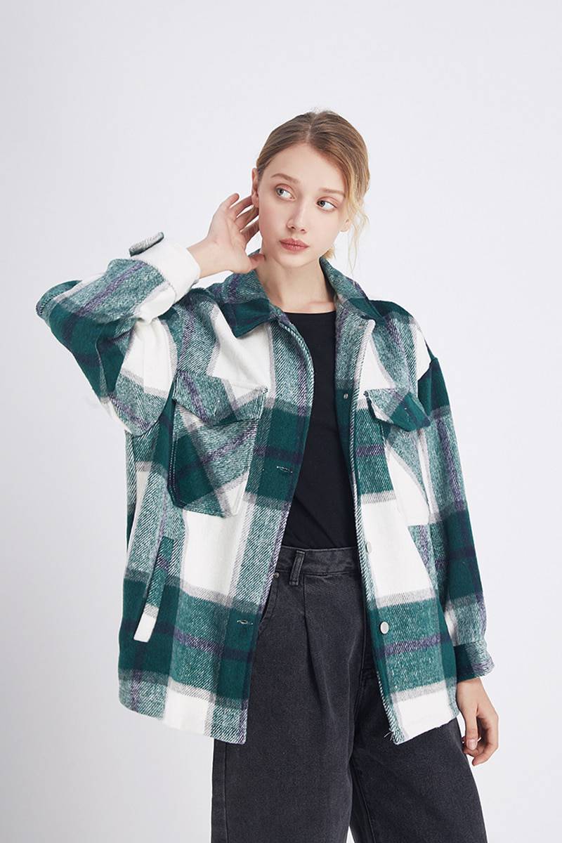 Oversized Vintage Plaid Jacket OUT0786