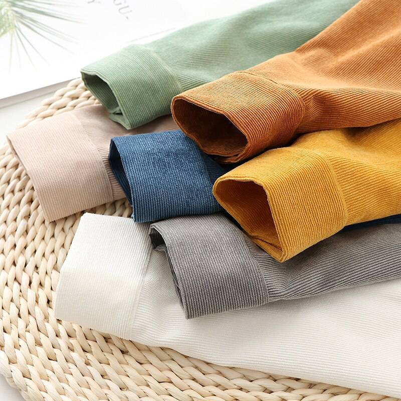 FREE SHIPPING Women's Corduroy Shirt Solid Color OUT0788