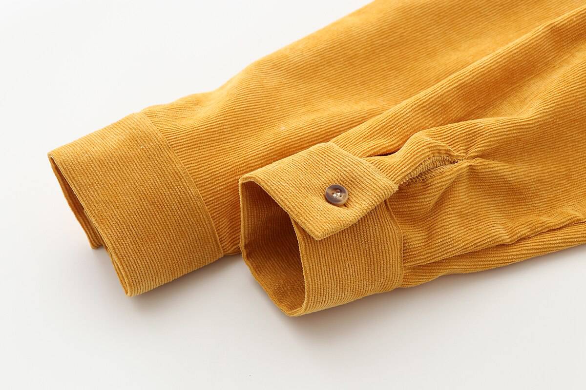 FREE SHIPPING Women's Corduroy Shirt Solid Color OUT0788