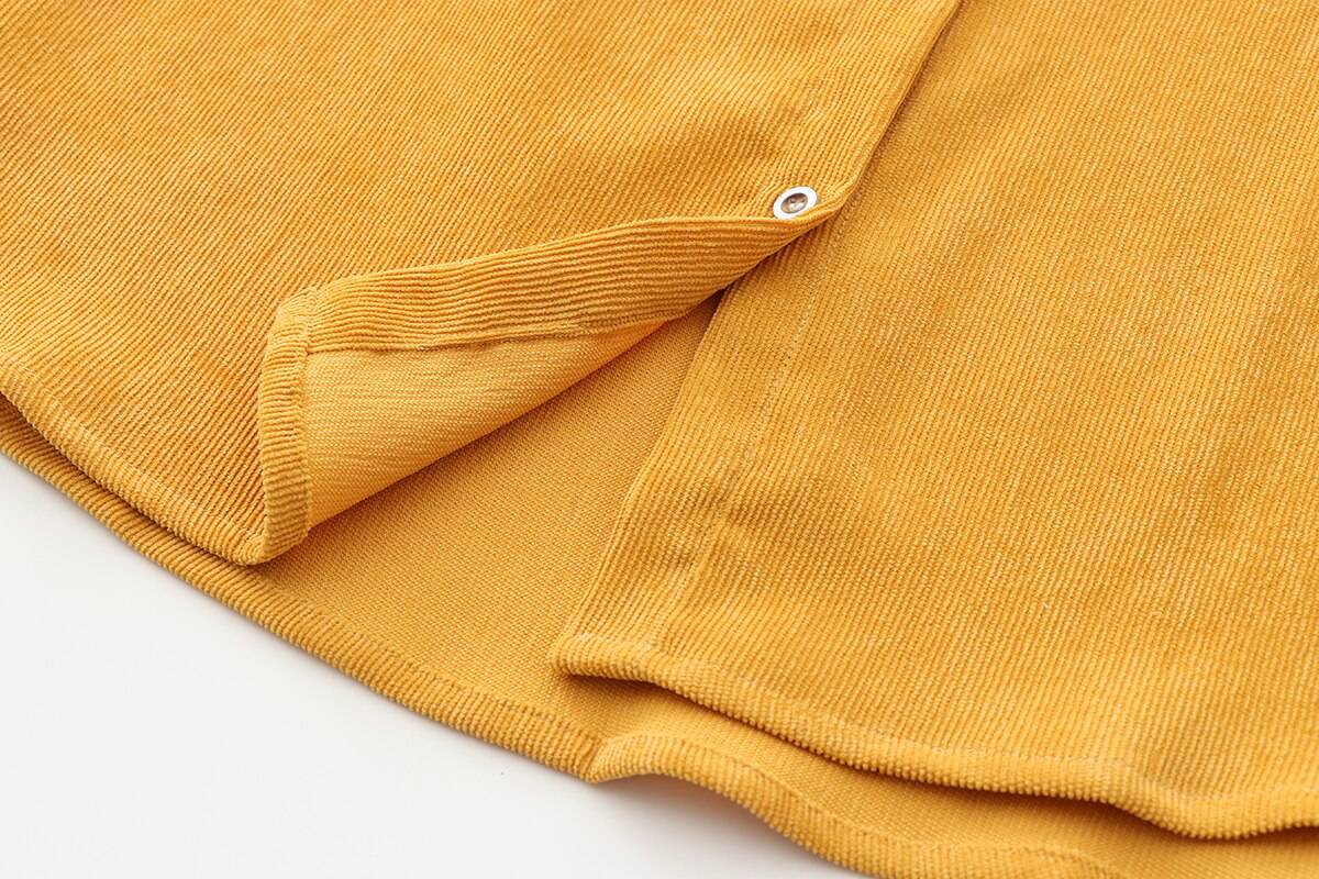 FREE SHIPPING Women's Corduroy Shirt Solid Color OUT0788