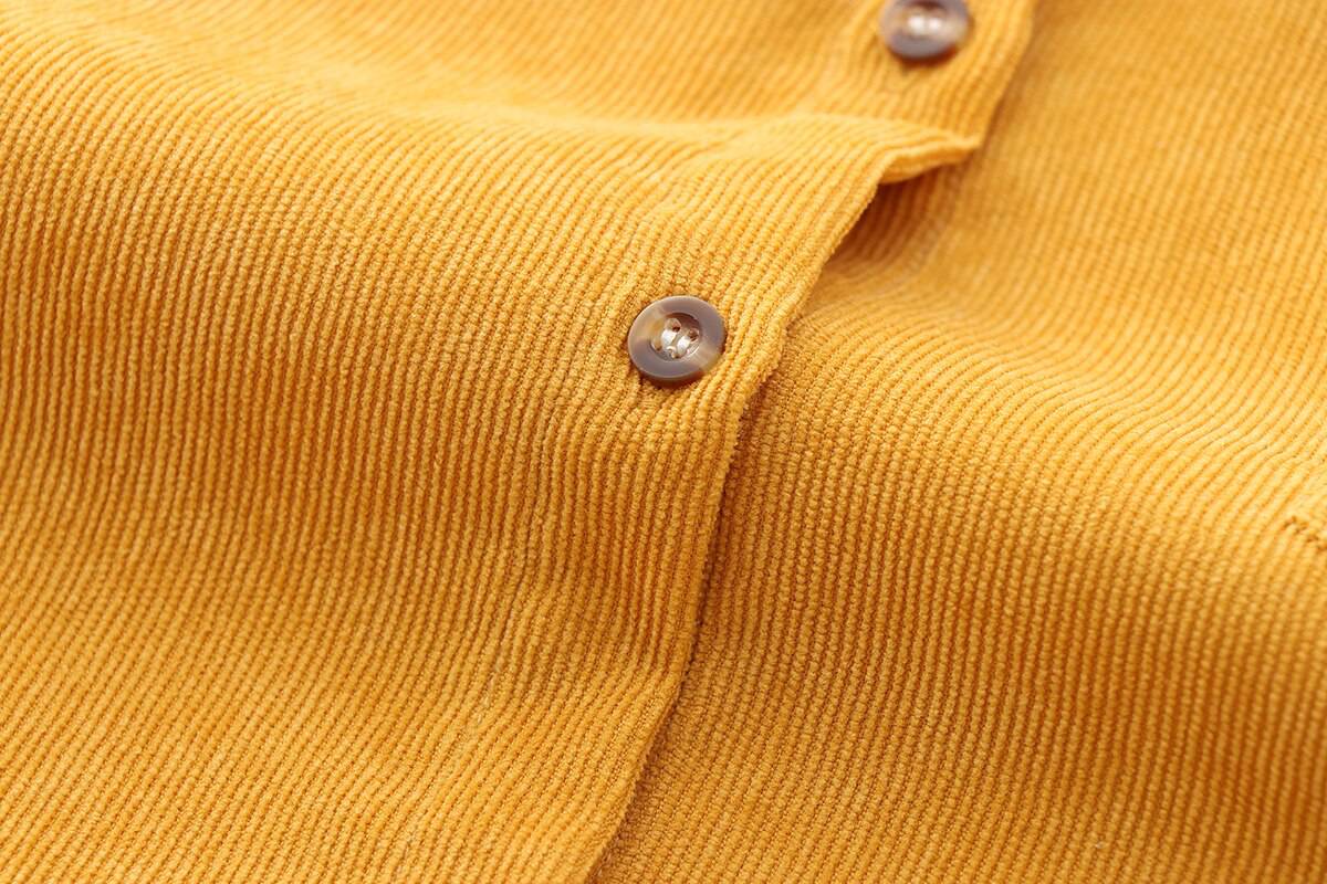 FREE SHIPPING Women's Corduroy Shirt Solid Color OUT0788