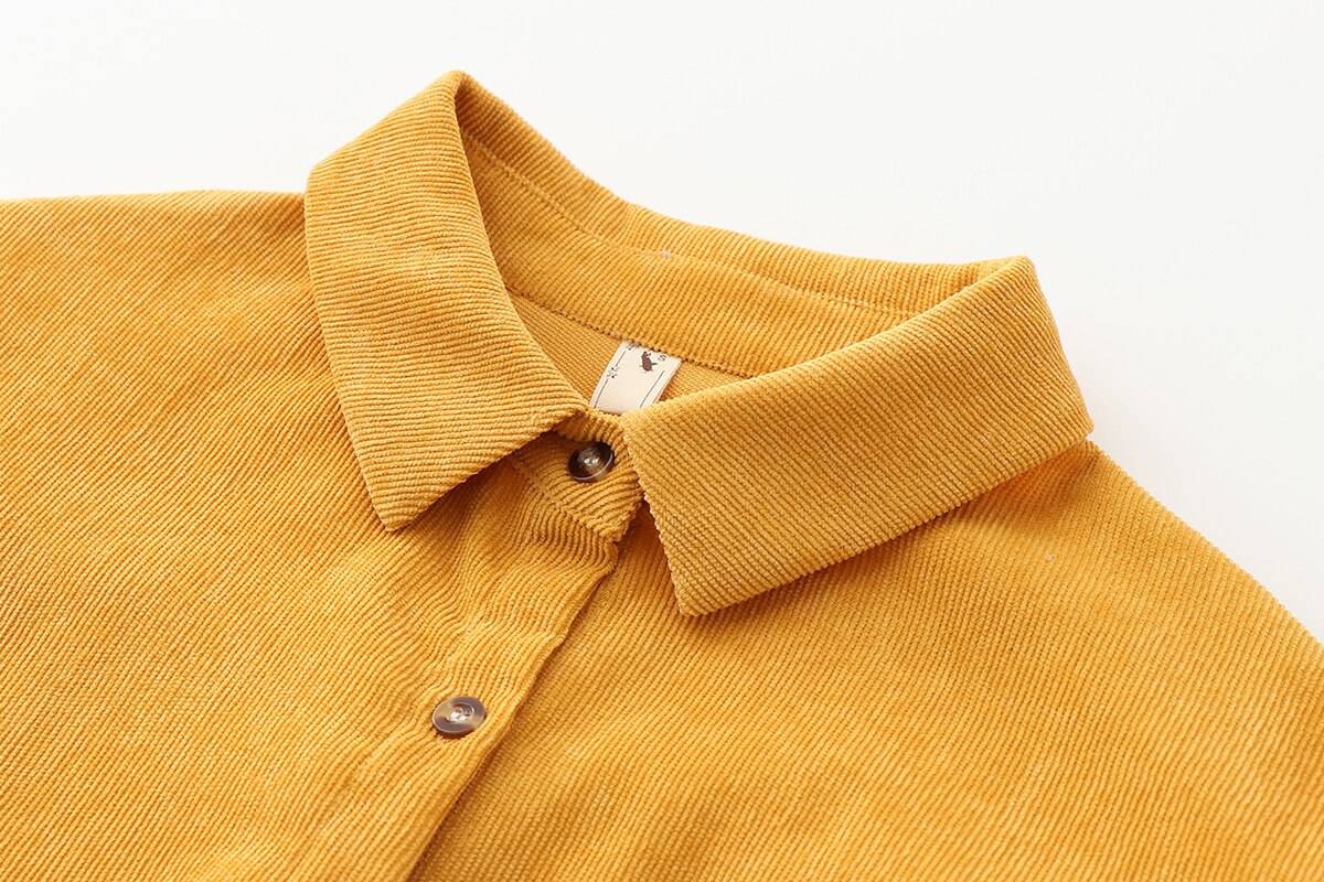 FREE SHIPPING Women's Corduroy Shirt Solid Color OUT0788