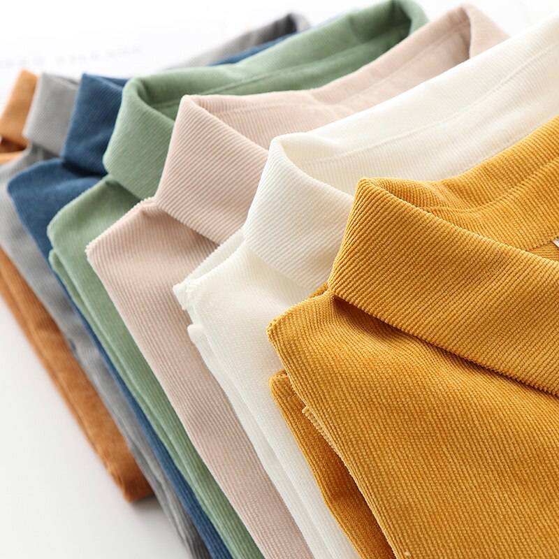 FREE SHIPPING Women's Corduroy Shirt Solid Color OUT0788