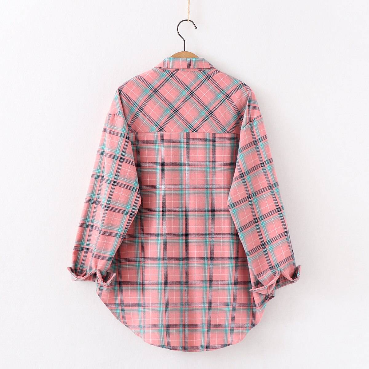 FREE SHIPPING Vintage Plaid Shirt Long Sleeve OUT0789