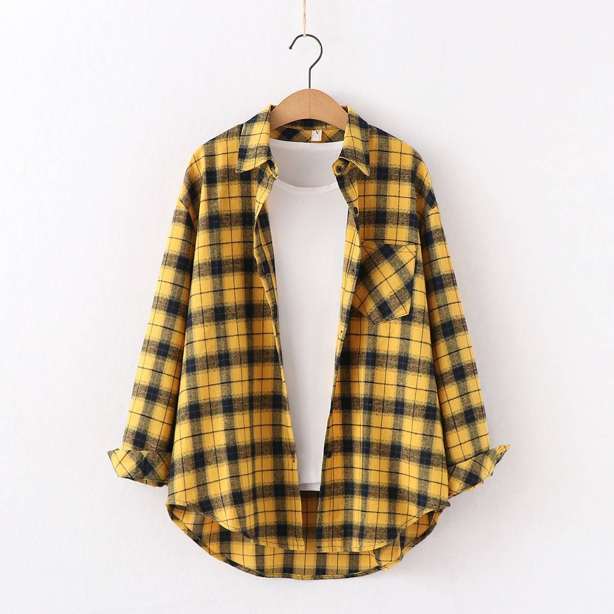 FREE SHIPPING Vintage Plaid Shirt Long Sleeve OUT0789