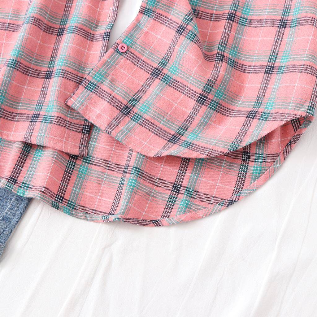 FREE SHIPPING Vintage Plaid Shirt Long Sleeve OUT0789