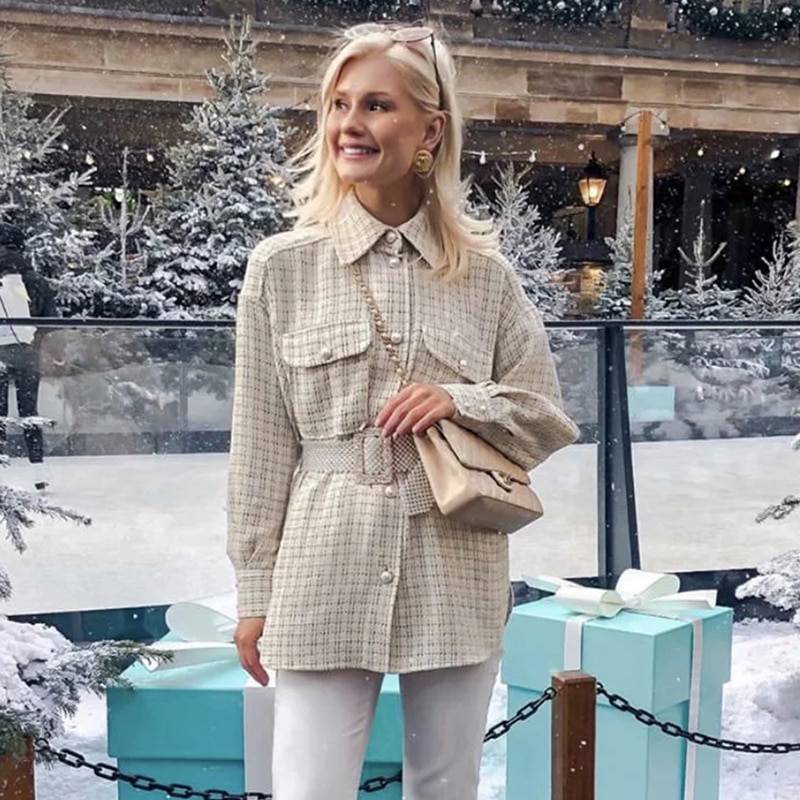 Women Retro Vintage Oversize Plaid Shirts OUT0789