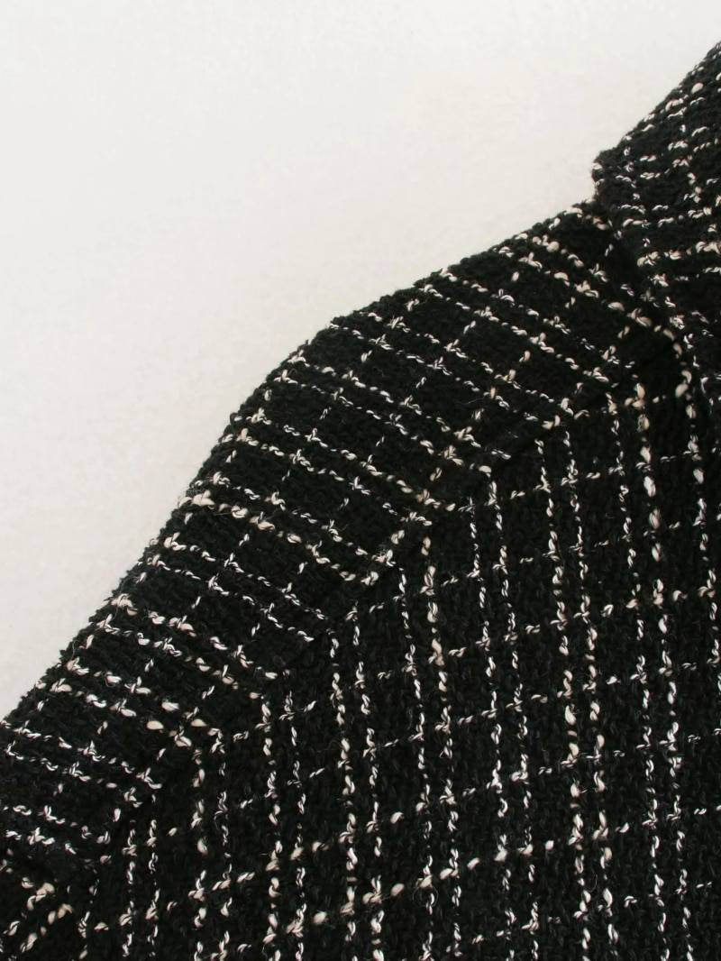 Tweed Women Pearl Button Shirts 2021 Spring Fashion Ladies Oversize Thick Shirt Streetwear Female Outfits Cute Girls Chic Shirts