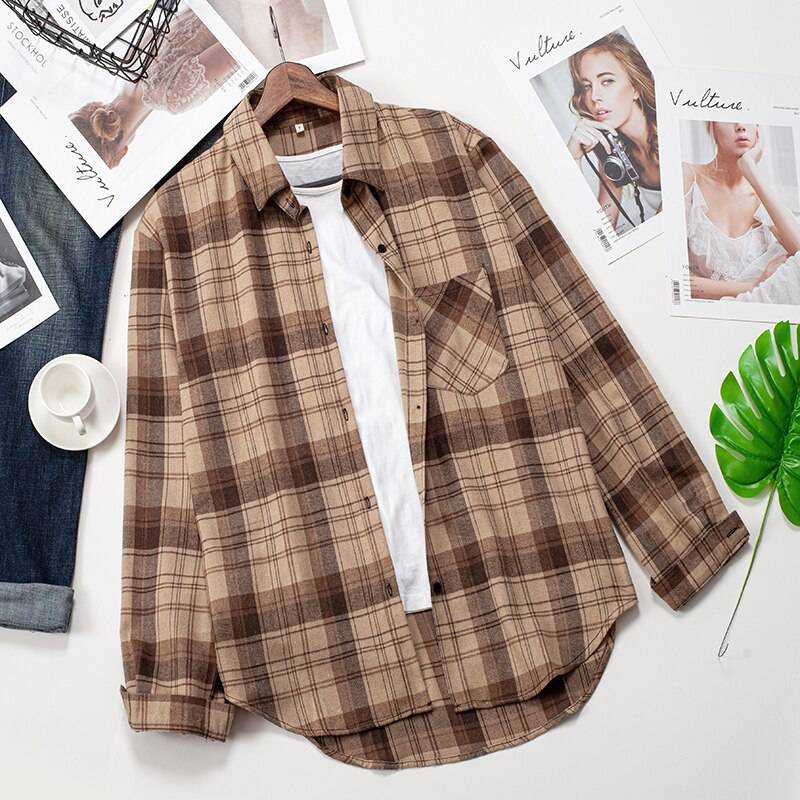 Casual Outwear Plaid Shirts Long Sleeve OUT0795