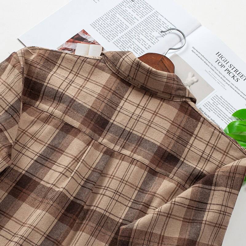 Plaid Shirts Womens Blouses Long Sleeve Lady Checked Tops Loose Female Outwear Casual Clothes Spring Autumn News