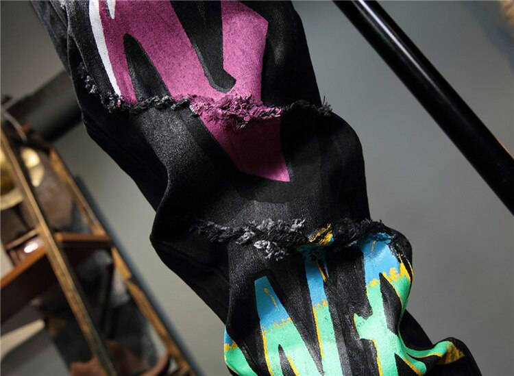 New 2021 Street Fashion Graffiti Jeans OUT0799