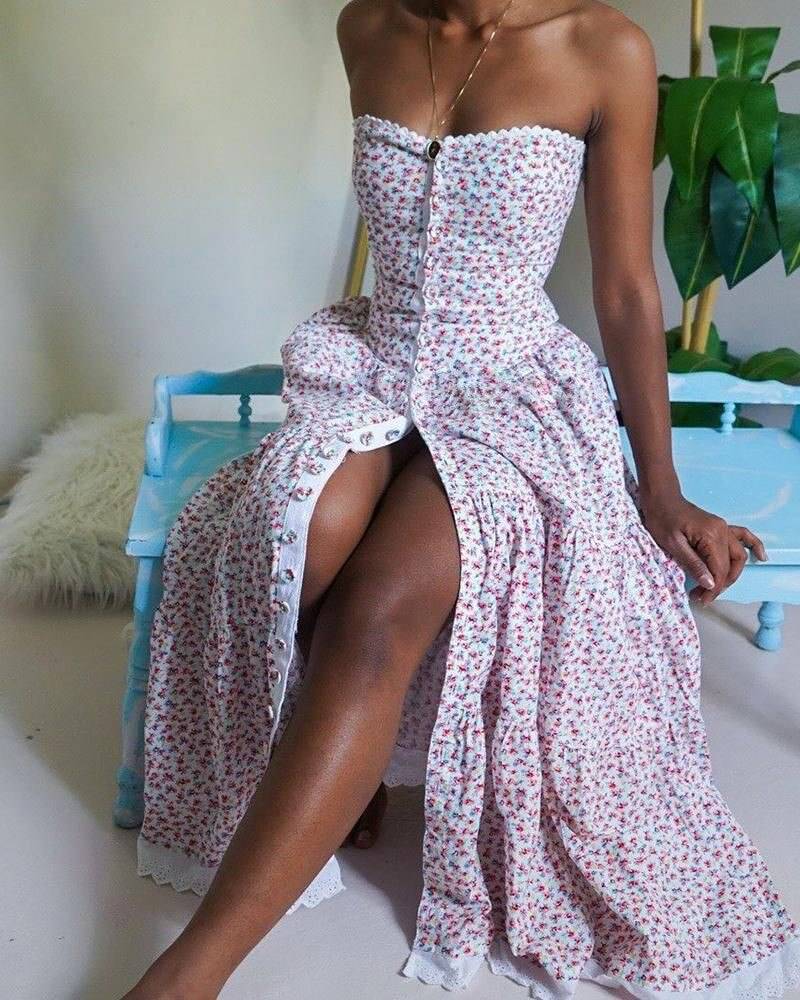 2021 Summer Vintage Maxi Dress Mesh OUT0804 2021 Summer Vintage Maxi Dress Mesh OUT0804