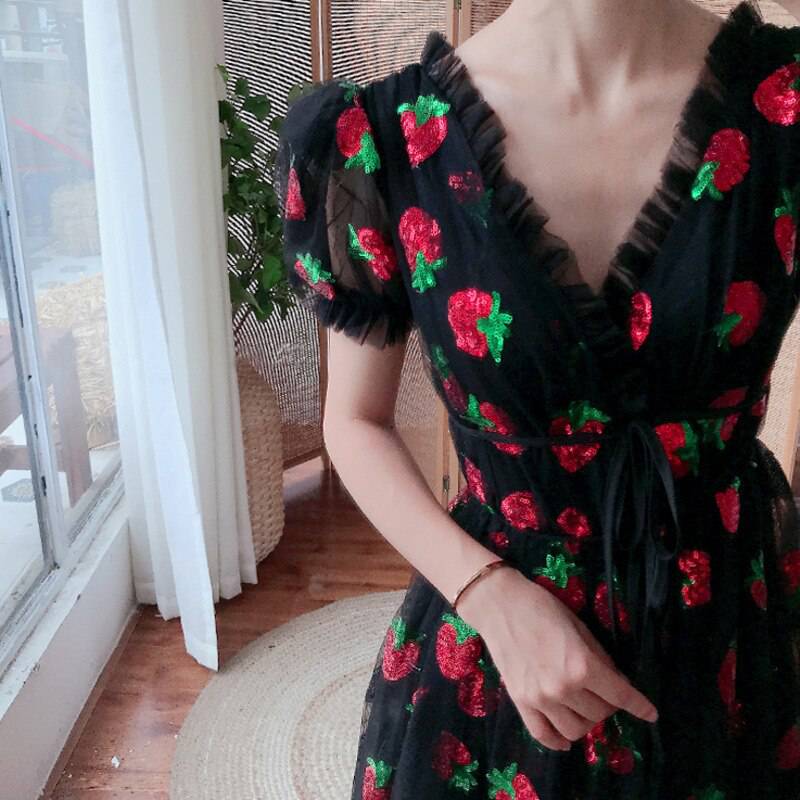 2021 Summer Vintage Maxi Dress Mesh OUT0804 2021 Summer Vintage Maxi Dress Mesh OUT0804