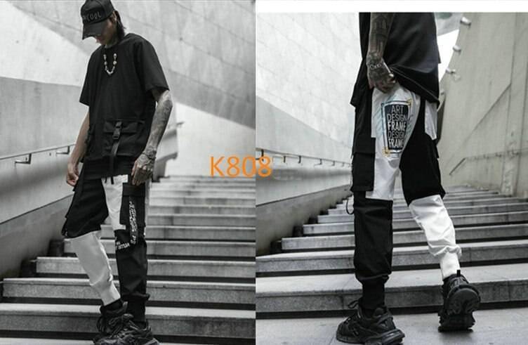 Men Multi-pocket Elastic Waist Harem Pant Men Streetwear Punk Hip Hop Casual Trousers Joggers Male Pants 2021 New Dropshipping