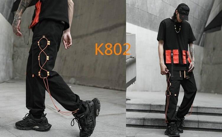 Men Multi-pocket Elastic Waist Harem Pant Men Streetwear Punk Hip Hop Casual Trousers Joggers Male Pants 2021 New Dropshipping