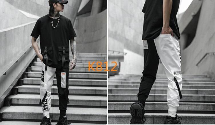 Men Multi-pocket Elastic Waist Harem Pant Men Streetwear Punk Hip Hop Casual Trousers Joggers Male Pants 2021 New Dropshipping
