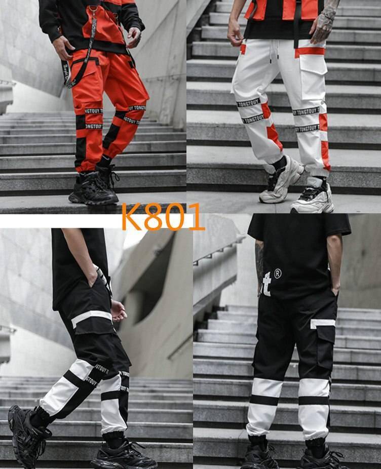 Men Multi-pocket Elastic Waist Harem Pant Men Streetwear Punk Hip Hop Casual Trousers Joggers Male Pants 2021 New Dropshipping