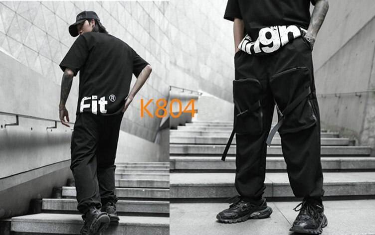Men Multi-pocket Elastic Waist Harem Pant Men Streetwear Punk Hip Hop Casual Trousers Joggers Male Pants 2021 New Dropshipping