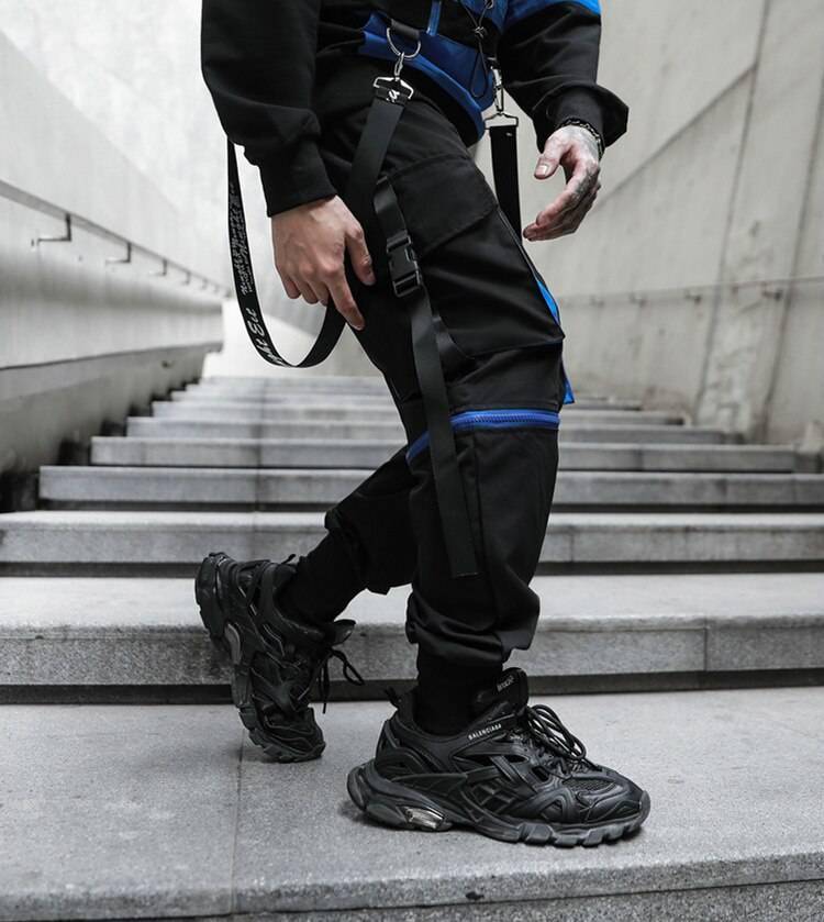 Men Multi-pocket Elastic Waist Harem Pant Men Streetwear Punk Hip Hop Casual Trousers Joggers Male Pants 2021 New Dropshipping