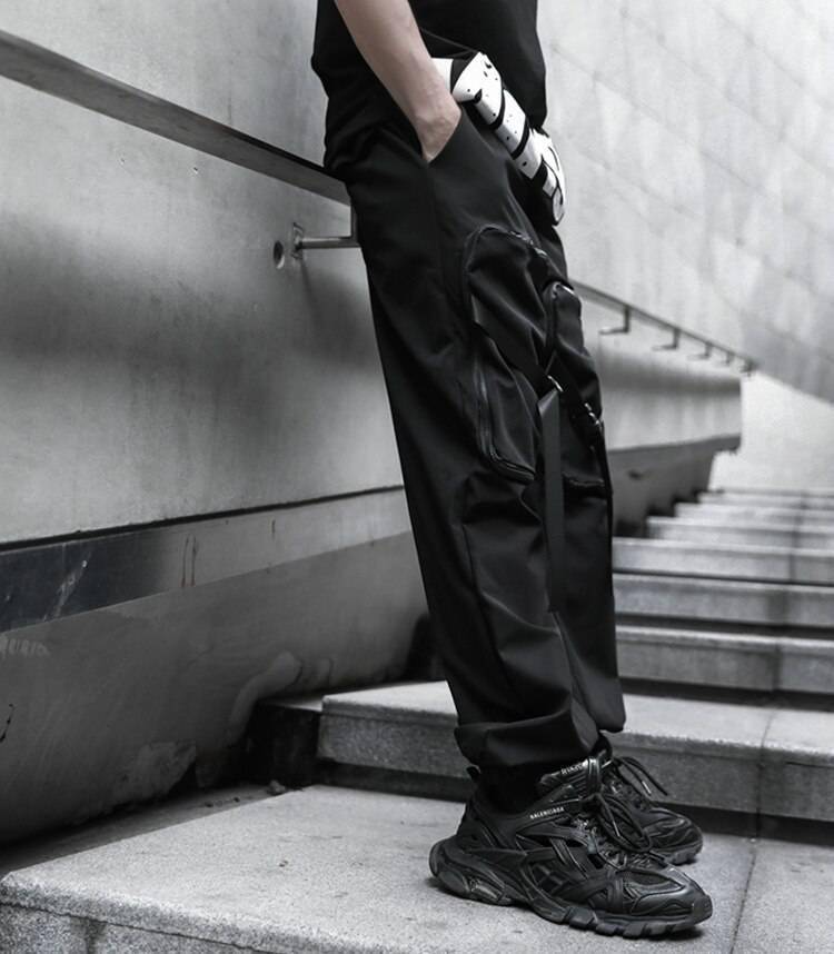 Men Multi-pocket Elastic Waist Harem Pant Men Streetwear Punk Hip Hop Casual Trousers Joggers Male Pants 2021 New Dropshipping