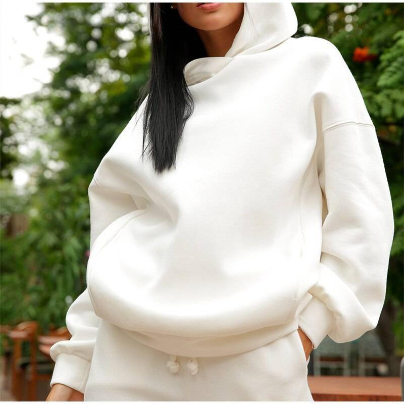 FREE SHIPPING Women Elegant Solid Sets Hoodie And Long Pants OUT0819