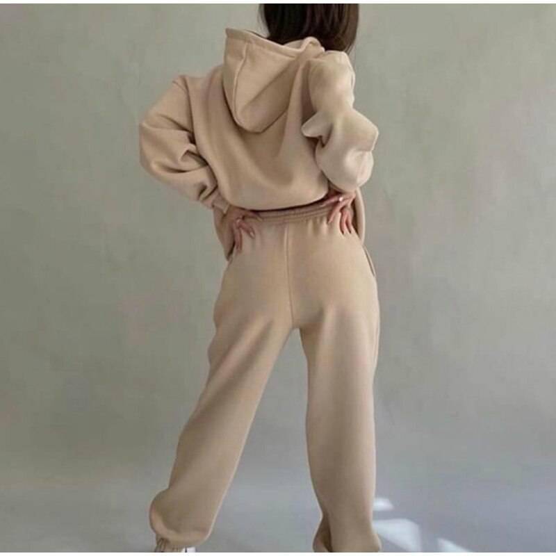FREE SHIPPING Women Elegant Solid Sets Hoodie And Long Pants OUT0819