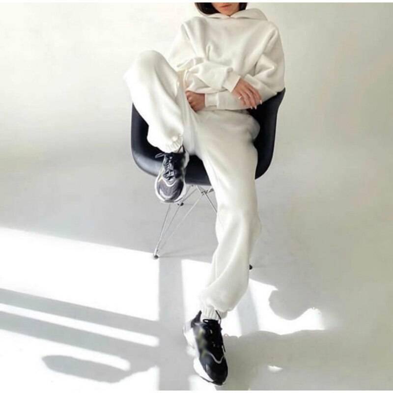 FREE SHIPPING Women Elegant Solid Sets Hoodie And Long Pants OUT0819