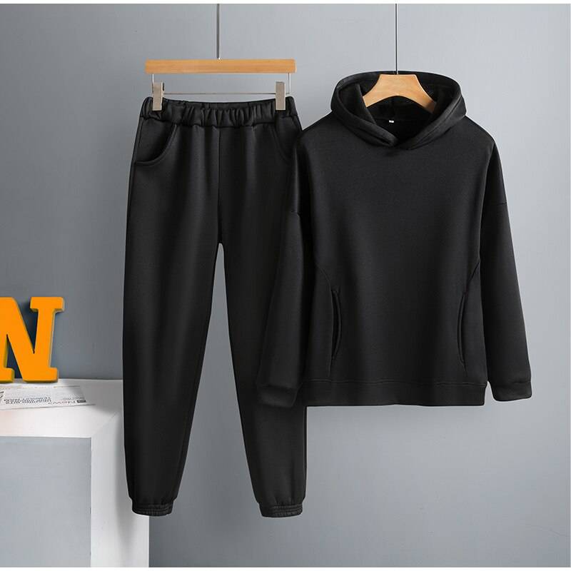 FREE SHIPPING Women Elegant Solid Sets Hoodie And Long Pants OUT0819