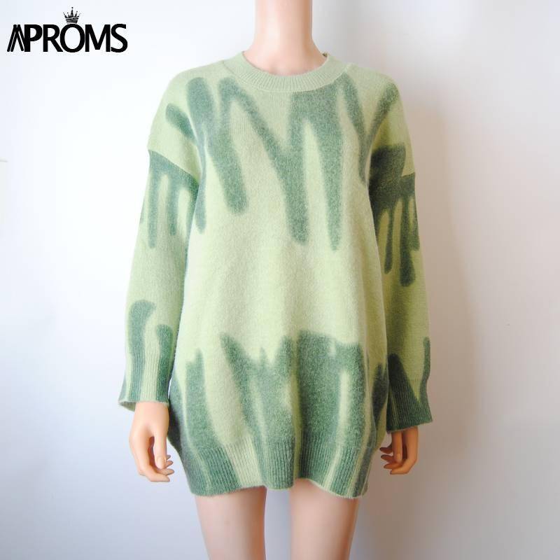 FREE SHIPPING Elegant Green Oversized Pullovers Striped Print OUT0818 FREE SHIPPING Elegant Green Oversized Pullovers Striped Print OUT0818