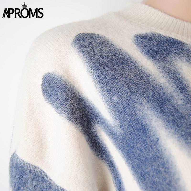 Aproms Elegant Green Striped Print Oversized Pullovers Women Winter O-Neck Loose Long Sweaters Streetwear Warm Outerwear 2021 Aproms Elegant Green Striped Print Oversized Pullovers Women Winter O-Neck Loose Long Sweaters Streetwear Warm Outerwear 2021