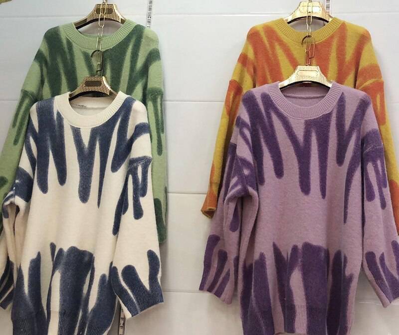 FREE SHIPPING Elegant Green Oversized Pullovers Striped Print OUT0818 FREE SHIPPING Elegant Green Oversized Pullovers Striped Print OUT0818