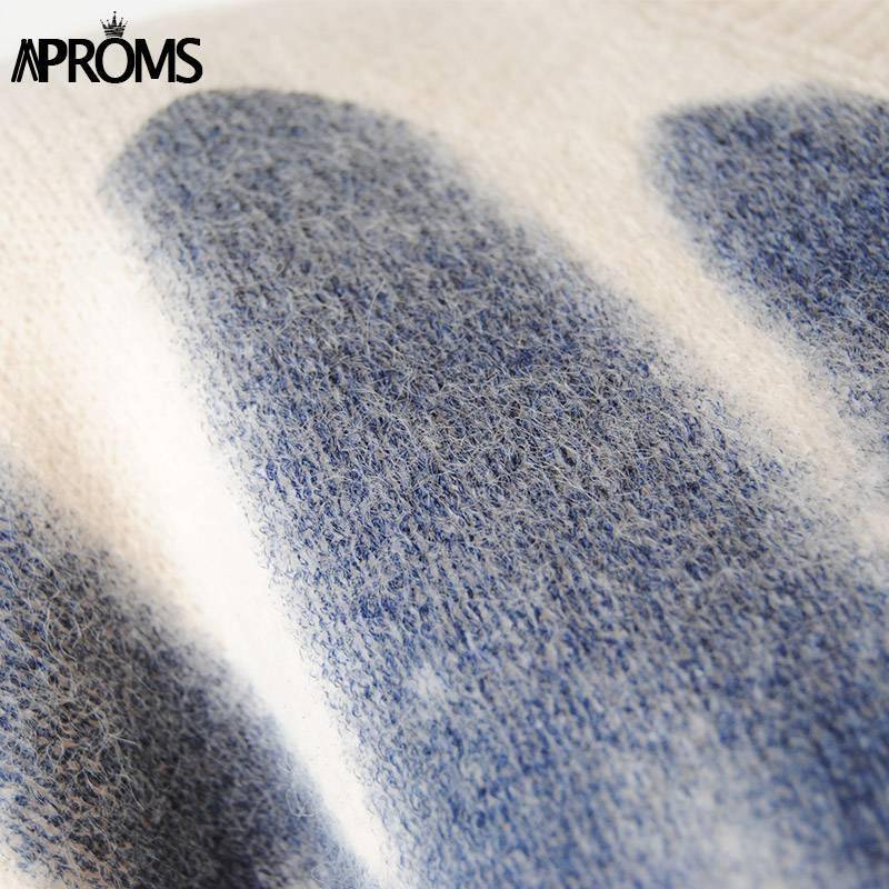 Aproms Elegant Green Striped Print Oversized Pullovers Women Winter O-Neck Loose Long Sweaters Streetwear Warm Outerwear 2021 Aproms Elegant Green Striped Print Oversized Pullovers Women Winter O-Neck Loose Long Sweaters Streetwear Warm Outerwear 2021