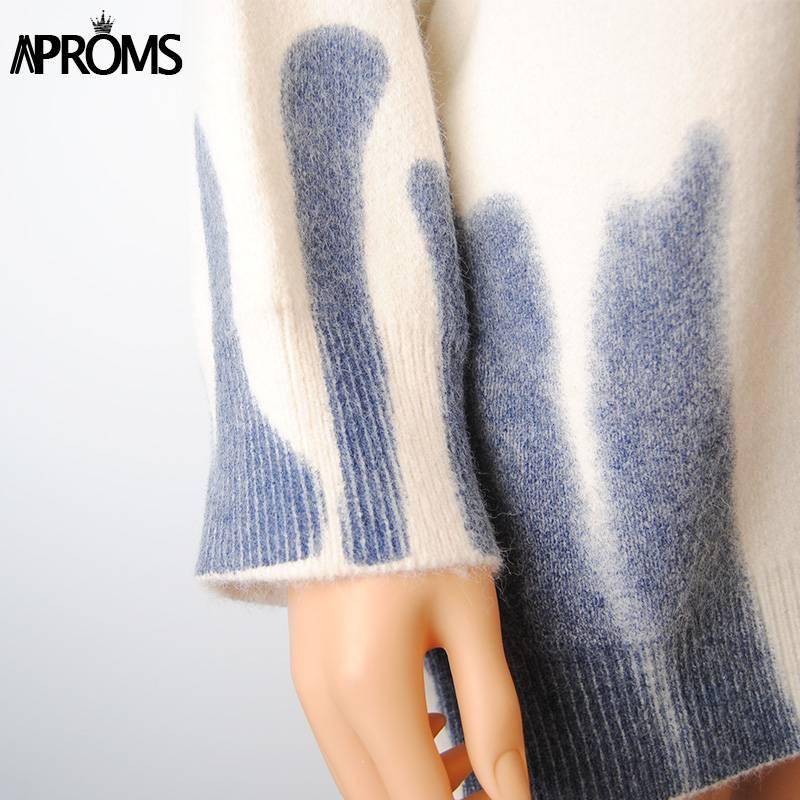 Aproms Elegant Green Striped Print Oversized Pullovers Women Winter O-Neck Loose Long Sweaters Streetwear Warm Outerwear 2021 Aproms Elegant Green Striped Print Oversized Pullovers Women Winter O-Neck Loose Long Sweaters Streetwear Warm Outerwear 2021