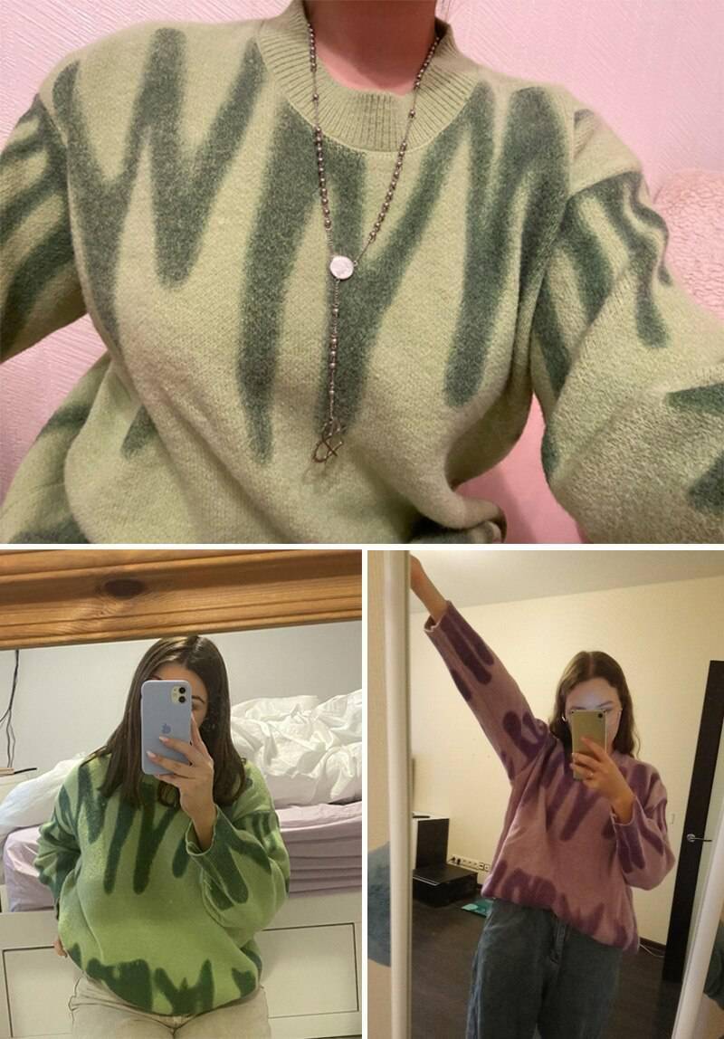 FREE SHIPPING Elegant Green Oversized Pullovers Striped Print OUT0818 FREE SHIPPING Elegant Green Oversized Pullovers Striped Print OUT0818