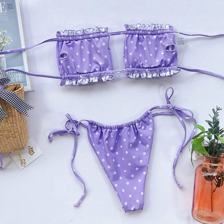 Sexy Bikini 2021 Pleated Bandeau Swimsuit Female Swimwear Women Mini Thong Bikini Set Bather Swimming Beachwear for Bathing Suit Sexy Bikini 2021 Pleated Bandeau Swimsuit Female Swimwear Women Mini Thong Bikini Set Bather Swimming Beachwear for Bathing Suit
