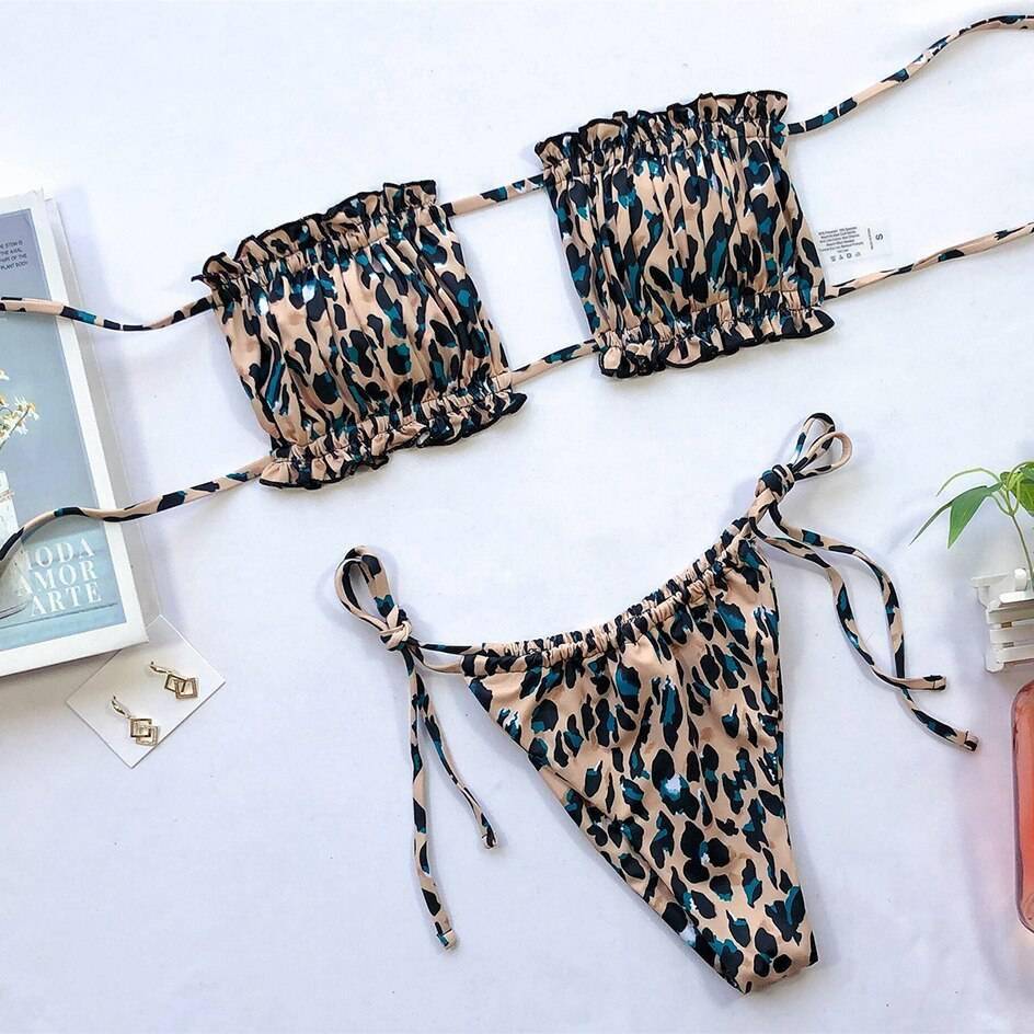 2021 Bikini Style Pleated Bandeau Brazilian Thong Bikini Set OUT820 2021 Bikini Style Pleated Bandeau Brazilian Thong Bikini Set OUT820