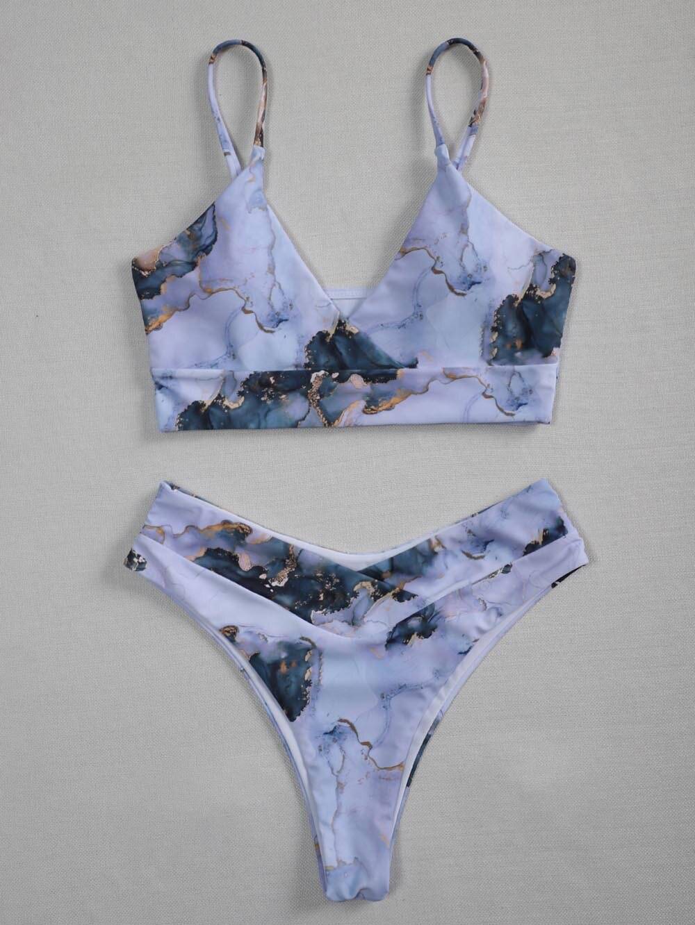 2021 New Marble Print Push up Bikinis OUT0821