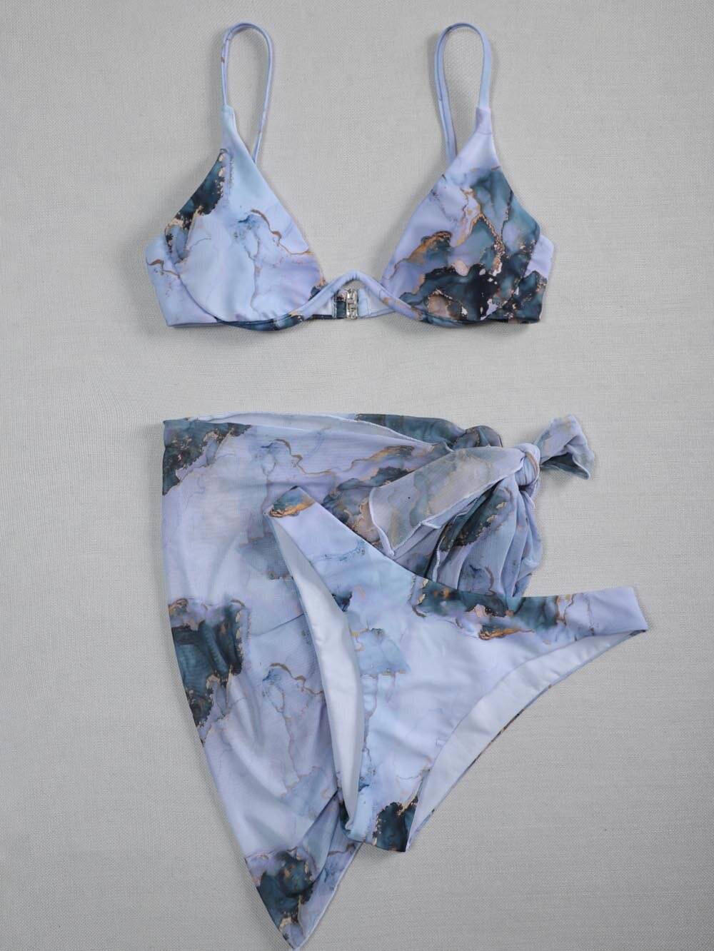 2021 New Marble Print Push up Bikinis OUT0821