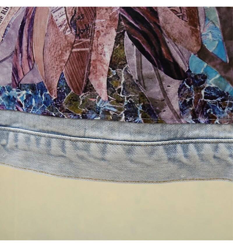 Sequin Floral Embroidery Denim Jacket With Boho Style