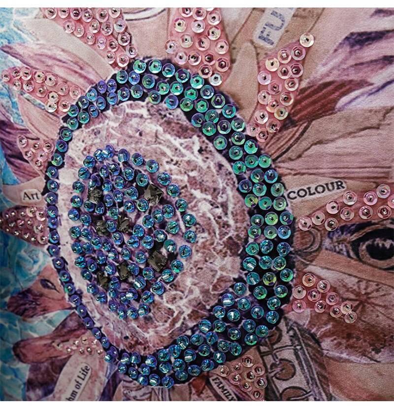 Sequin Floral Embroidery Denim Jacket With Boho Style