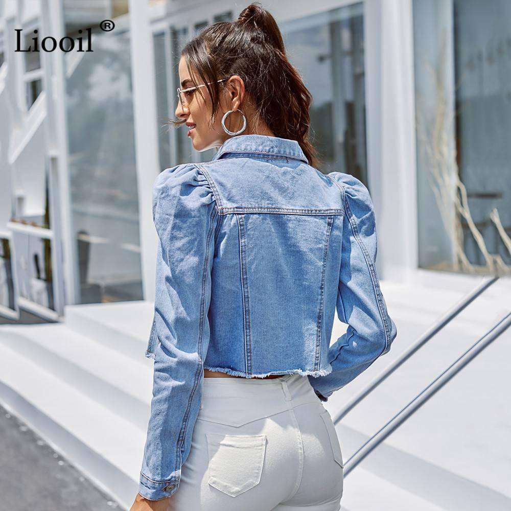 Vintage Blue Denim Cropped Jackets OUT0825 Vintage Blue Denim Cropped Jackets OUT0825