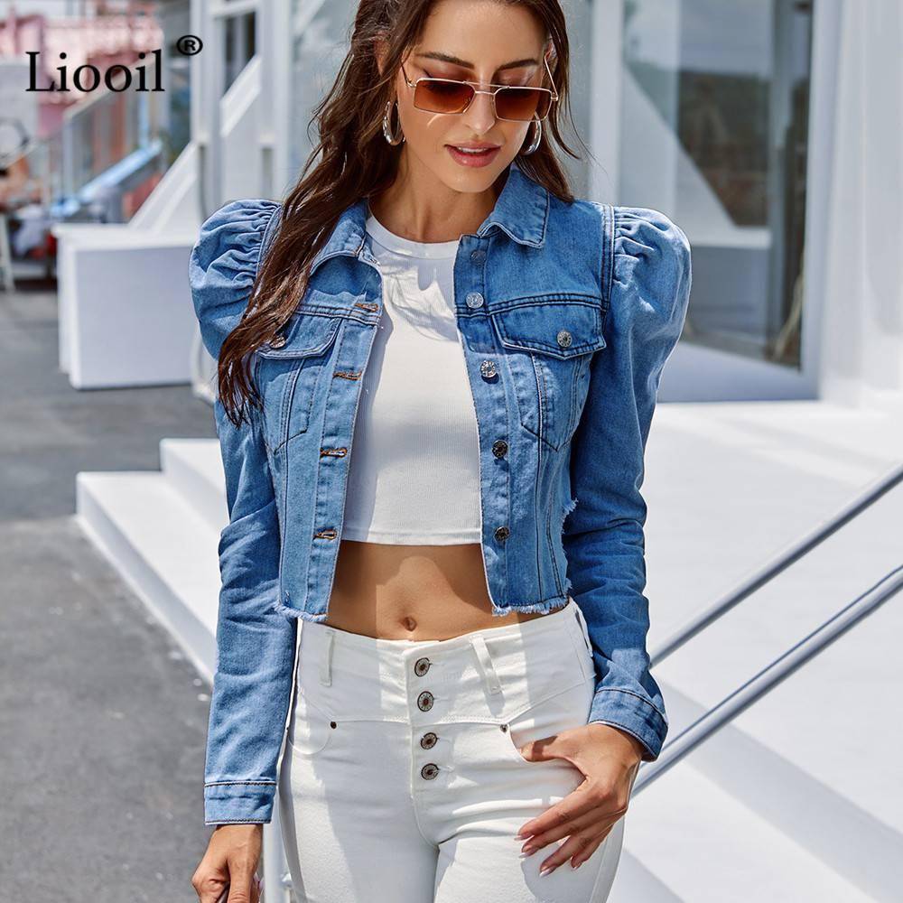 Vintage Blue Denim Cropped Jackets OUT0825 Vintage Blue Denim Cropped Jackets OUT0825
