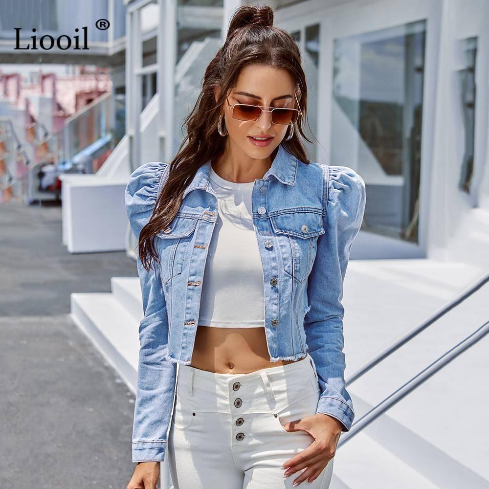 Vintage Blue Denim Cropped Jackets OUT0825 Vintage Blue Denim Cropped Jackets OUT0825